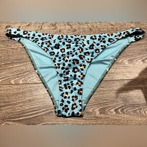United Colors Of Benetton Light Blue Leopard Print Bikini Bottoms